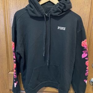 PINK Victoria's Secret Black Sweatshirt with Floral Detail